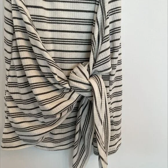 White Fox Striped Bodycon Mini Dress Tie Front Ribbed Size 6 - Picture 5 of 8